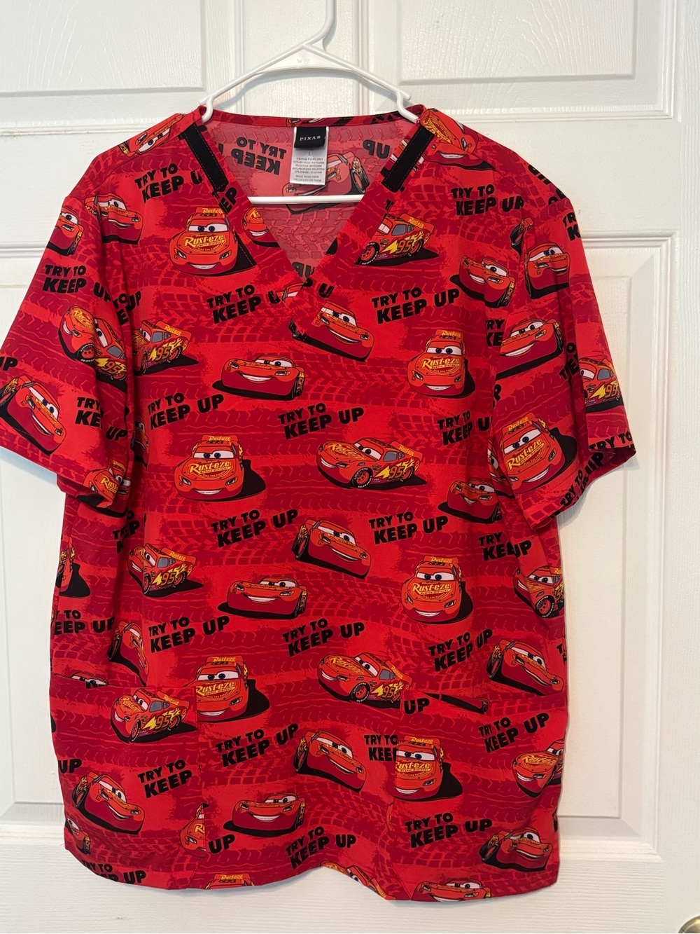 Disney Pixar Red Lightning McQueen Scrub Top * BRAND NEW WITHOUT TAGS*